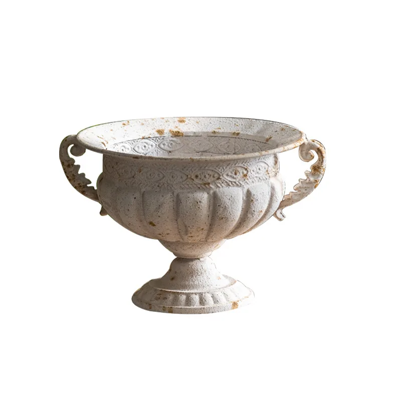 

Antique wrought iron dried flower vase studio photography old decorative ornament French romantic trophy shape handicraft