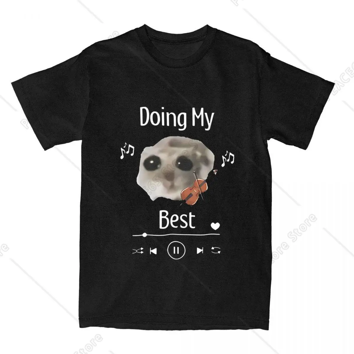 Oversized T-Shirt Sad Hamster Meme Cotton T Shirts Doing My Best Hip Hop Tshirt for Man Beach Y2K Retro Short Sleeve Clothes