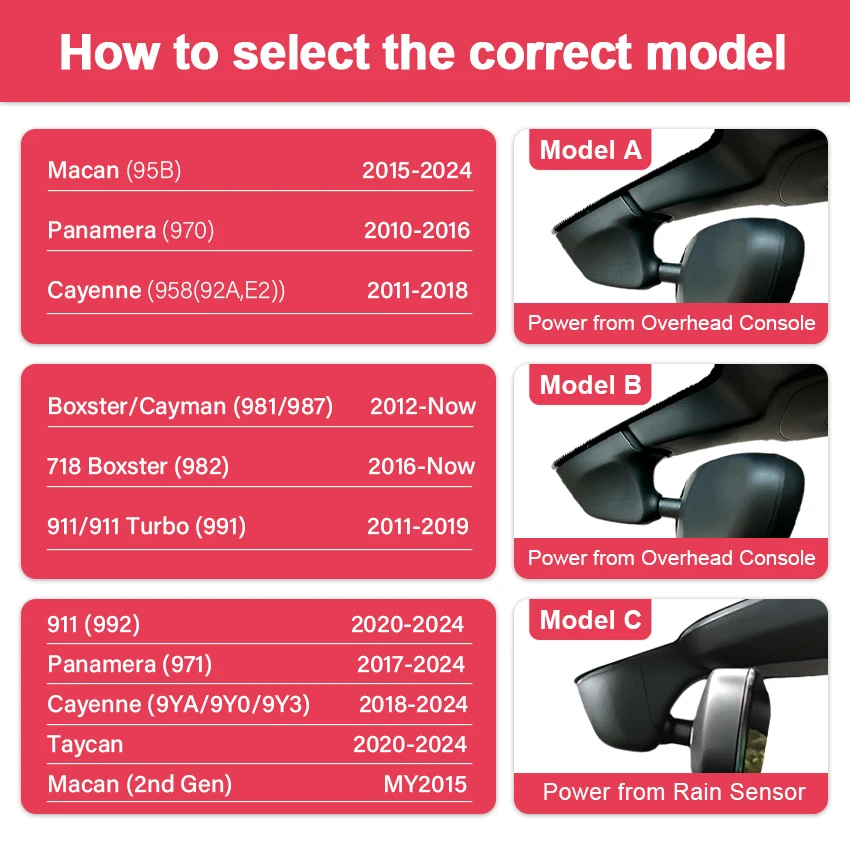 Plug and play Wifi Car DVR Video Recorder 4K Dash Cam Camera For Porsche Cayenne Panamera Macan Taycan Cayman 911 Turbo 718