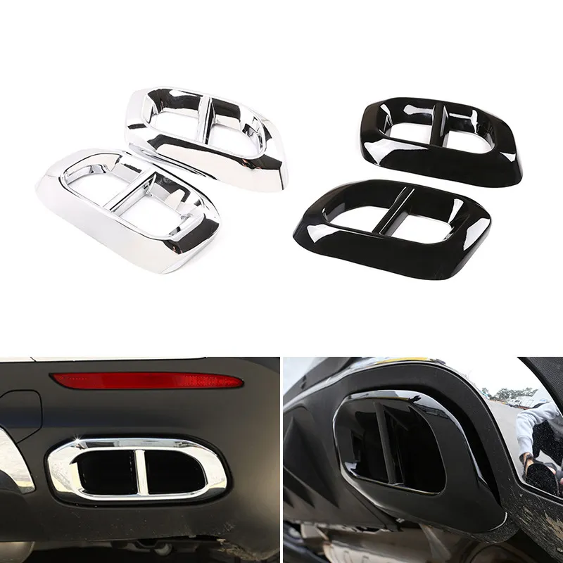 For Mercedes Benz GLE350 GLE450 GLC GLS W167 X253 X167 2020 2Pcs Car Rear Exhaust Tail Muffler Pipe Output Cover Protective Trim