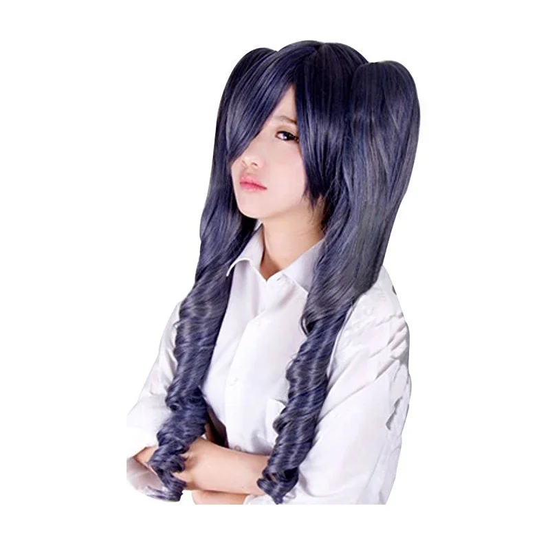 Black Butler Kuroshitsuji Ciel Phantomhive Wig Blue Grey Mix Synthetic Hair Cosplay Wigs With Clip Removable Ponytails + Wig Cap