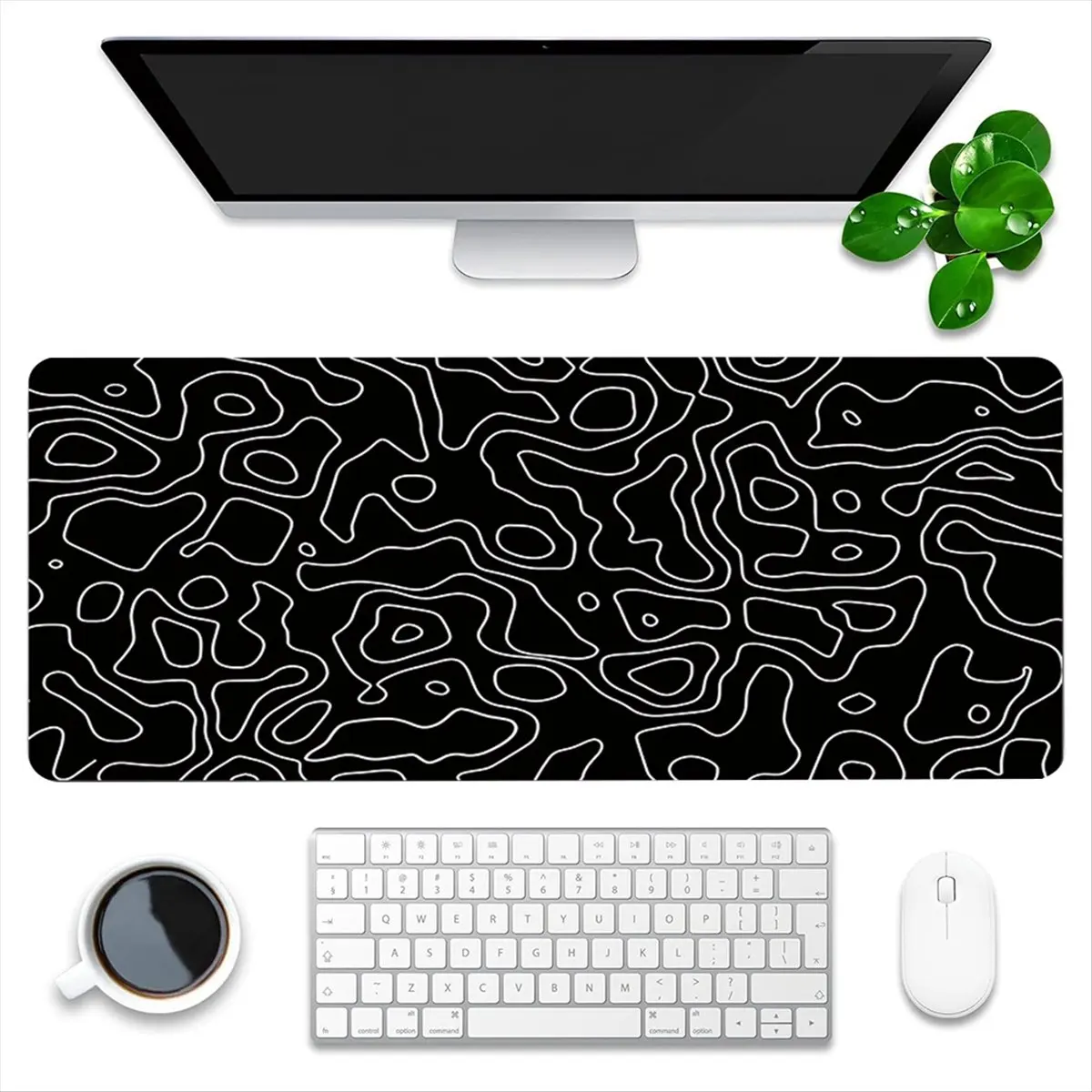 Latest ABBQ-Desk Mat,Topographic Contour Extended Big Mouse Pad Computer Keyboard Mouse Mat with Non-Slip Base (31.5x11.8 In) D
