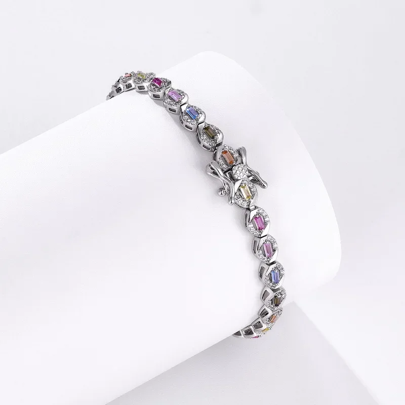 Summer Fresh Moissanite Bracelet for Women 18K Gold Full of Sparkling Colored Baby Stones PT950 Platinum Bracelet