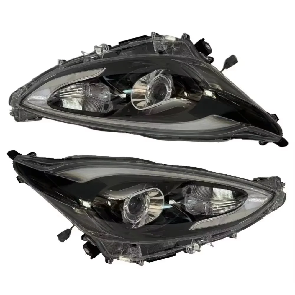 2Pcs LED Projector Headlight Assembly With LED DRL For Toyota Aqua NHP10 2017‑2021 Black Inner Housing Head Lamp