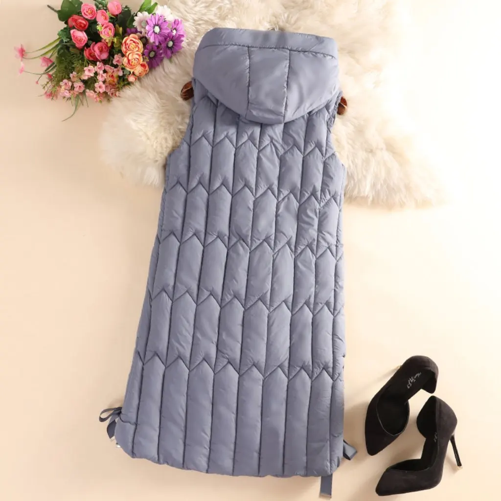 

Women's Cotton Vest Winter Trendy Korean Style Padded Mid-Length Slim-Fit All-Match Jacket for Autumn And Winter