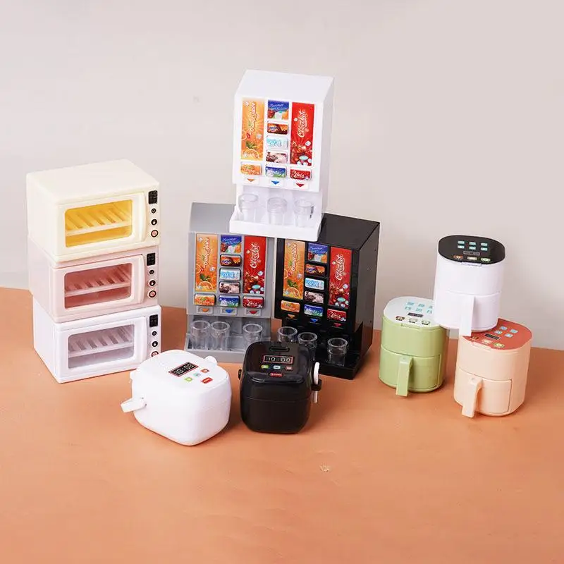 

(.) Dollhouse Air Fryer Beverage Machine Oven Rice Cooker Ornaments 1/12 Dollhouse Simulation Miniature Kitchen Appliances Model