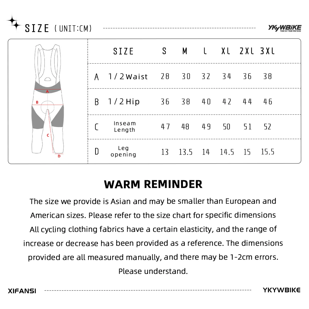 YKYW Männer 3/4 Radfahren Trägerhose 4-farbige Fahrradstrumpfhose Hosen Outdoor MTB Bike Shorts 7 Stunden Fahrt Gepolsterte elastische Schnittstelle – Detail 2