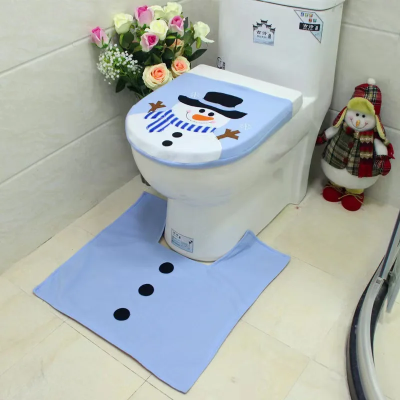 Grinch Seat Cushion Toilet Seat Foot Mat Four-piece Set New Christmas Toilet Cover Christmas Decoration Set