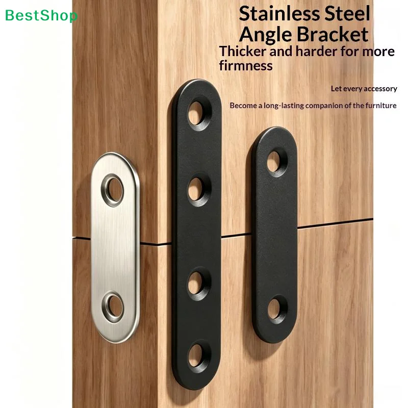10Pcs Stainless Steel Flat Plate Straight Bracket Flat Metal Brace Brackets Universal Repair Plate Brace Furniture Support Conne