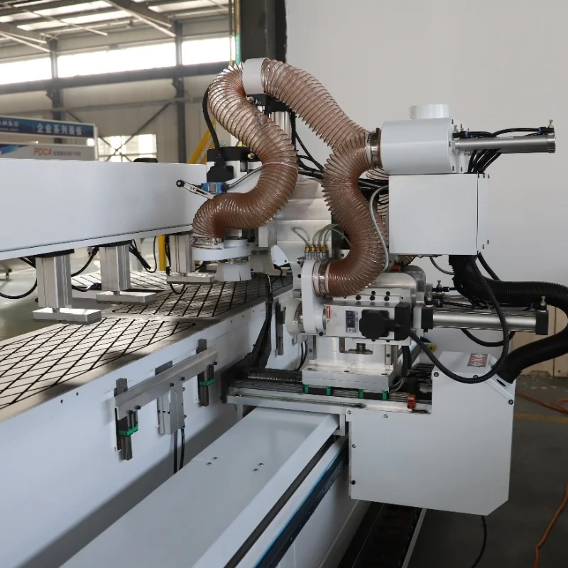 Four process Side Lock Hole Drilling Boring Slotting CNC Machine for making handle free cabinet drawers