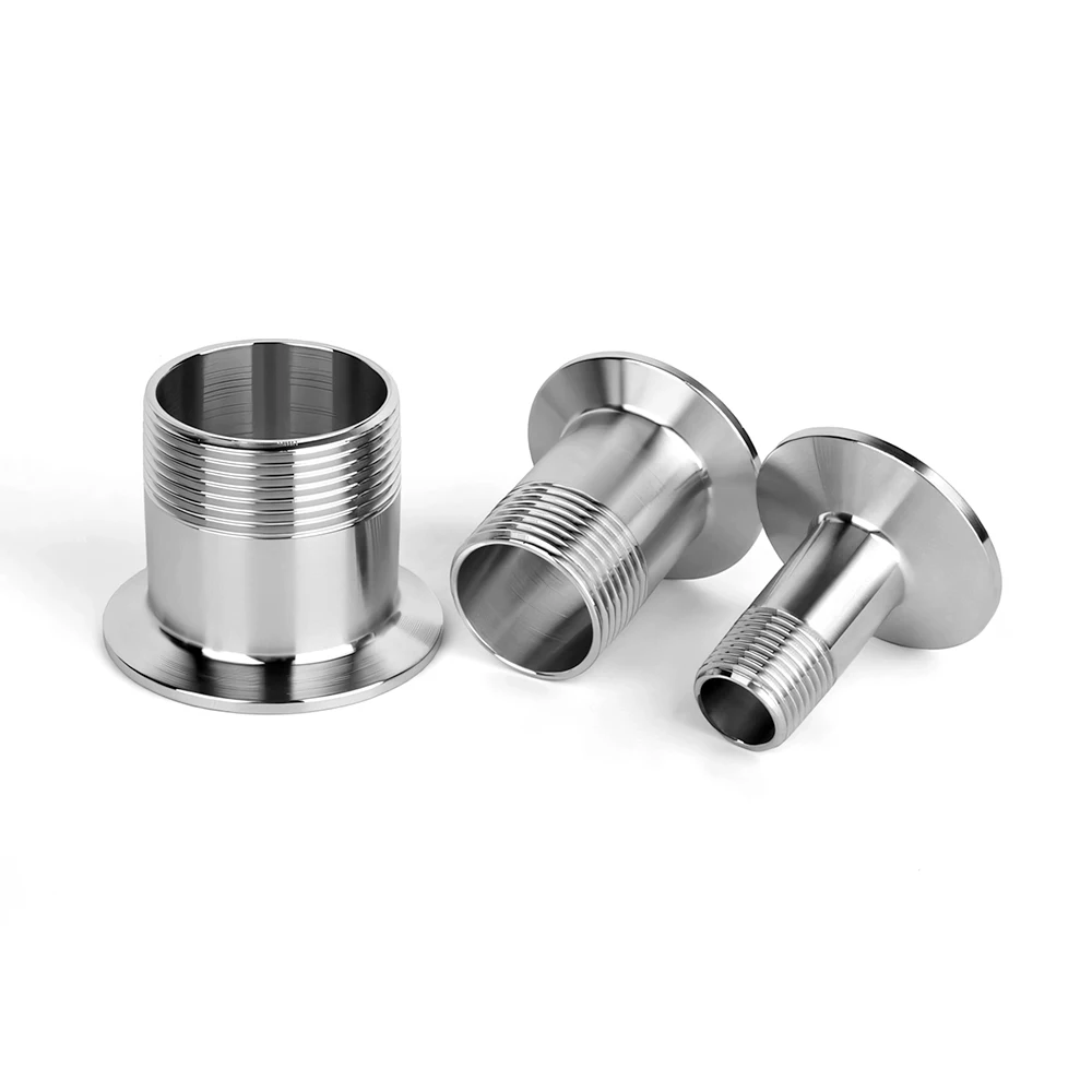 SS304/316L Sanitary Triple Clamp Adapter - BSPT Internal/External Food Grade Leak-Proof for 1/2"-2"(DN8-DN50) Beverage