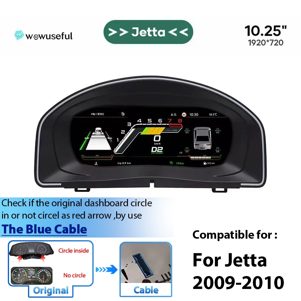 Carcluster LCD Digitale Dashboard Cluster Voor VW Caddy Touran Transportor T6 EOS Sharan Golf 5 Virtuele Instrumentenpaneel Cockpit