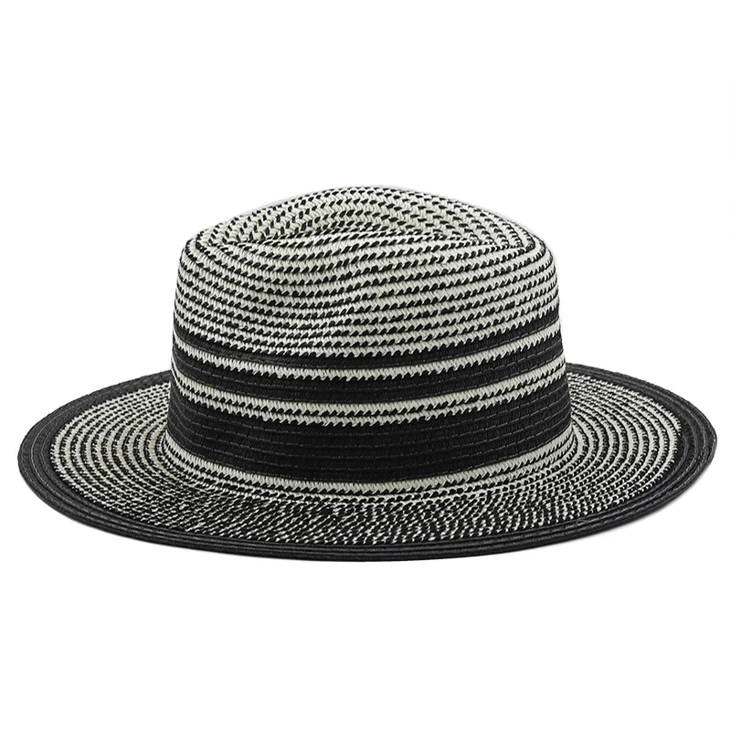 stripe Panama Hat Summer Sun Hats For Women Men Beach Straw Hat Fashion UV Sun Protection Travel Cap Chapeu Feminino 2022