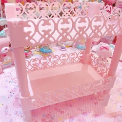 Pink Hollow Heart-shaped Double-layer Shelf Storage Girl Lace Lace Storage Rack Kitchen Bathroom Rack Cosmetic Desktop Storage
