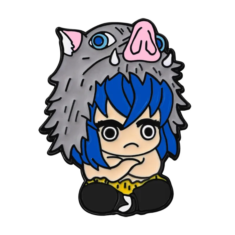 5Pcs/set Demon Slayer Chibi Enamel Pin Custom Brooch Tanjirou Nezuko Zenitsu Inosuke Giyuu Lapel Badge Cartoon Birthday Gift view 4