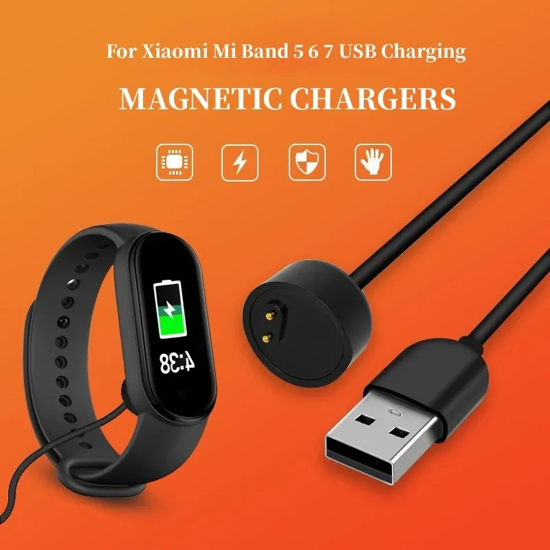 Magnetic Chargers for Xiaomi Mi Band 5 6 7 Smart Watch Charger Pure Copper Core Power Cord Xiaomi Watch Accessories USB Charging