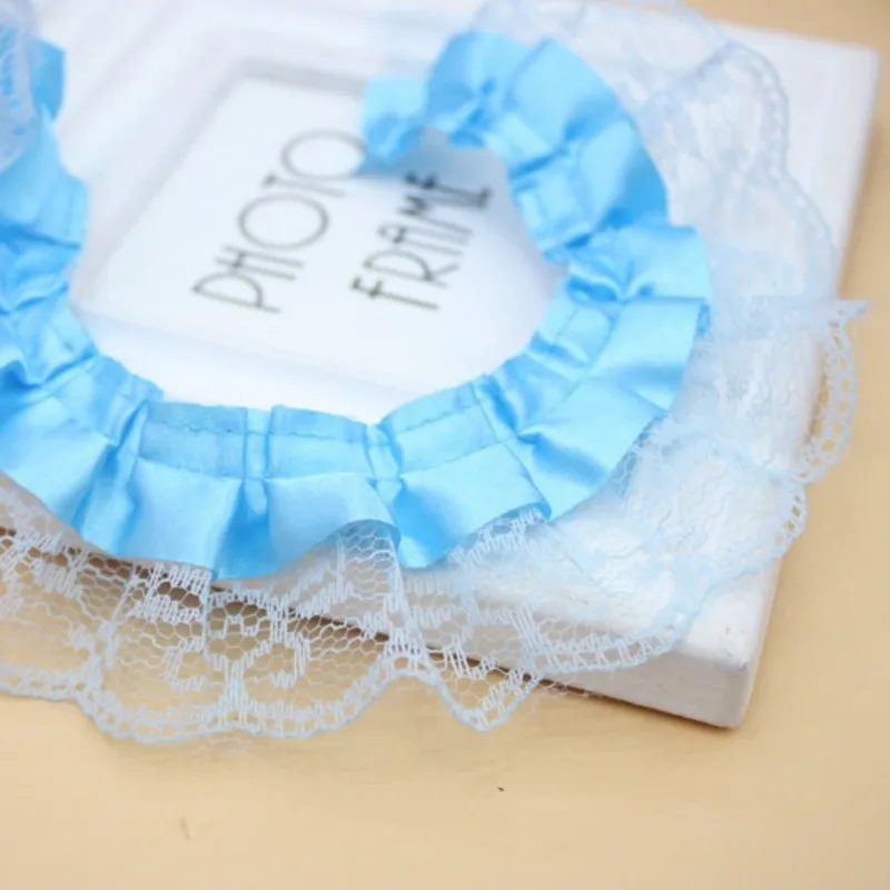 44 Yards 2-Layer Pleated Organza Lace Edge Trim 4.5cm Vintage Rose Gathered Mesh Chiffon Ribbon for Sewing Wedding Dress