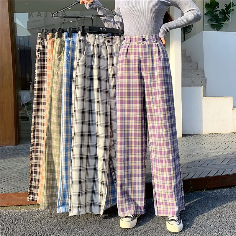 

Vintage Black White Plaid Pants Women High Waist Harem Pant Casual Female Trousers 2022 Fashion Joggers Clothes Streetwear Women