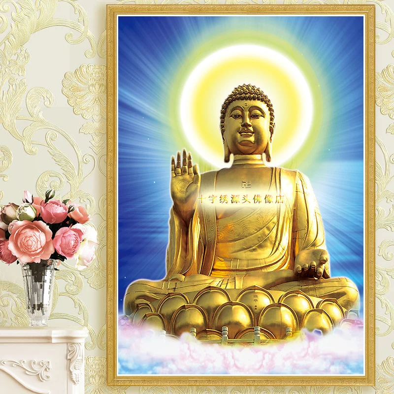 Buddha Shakyamuni Buddhism Buddha Cross Stitch Kit Canvas Printing Embroidery Set DIY Needlework Decoration Painting