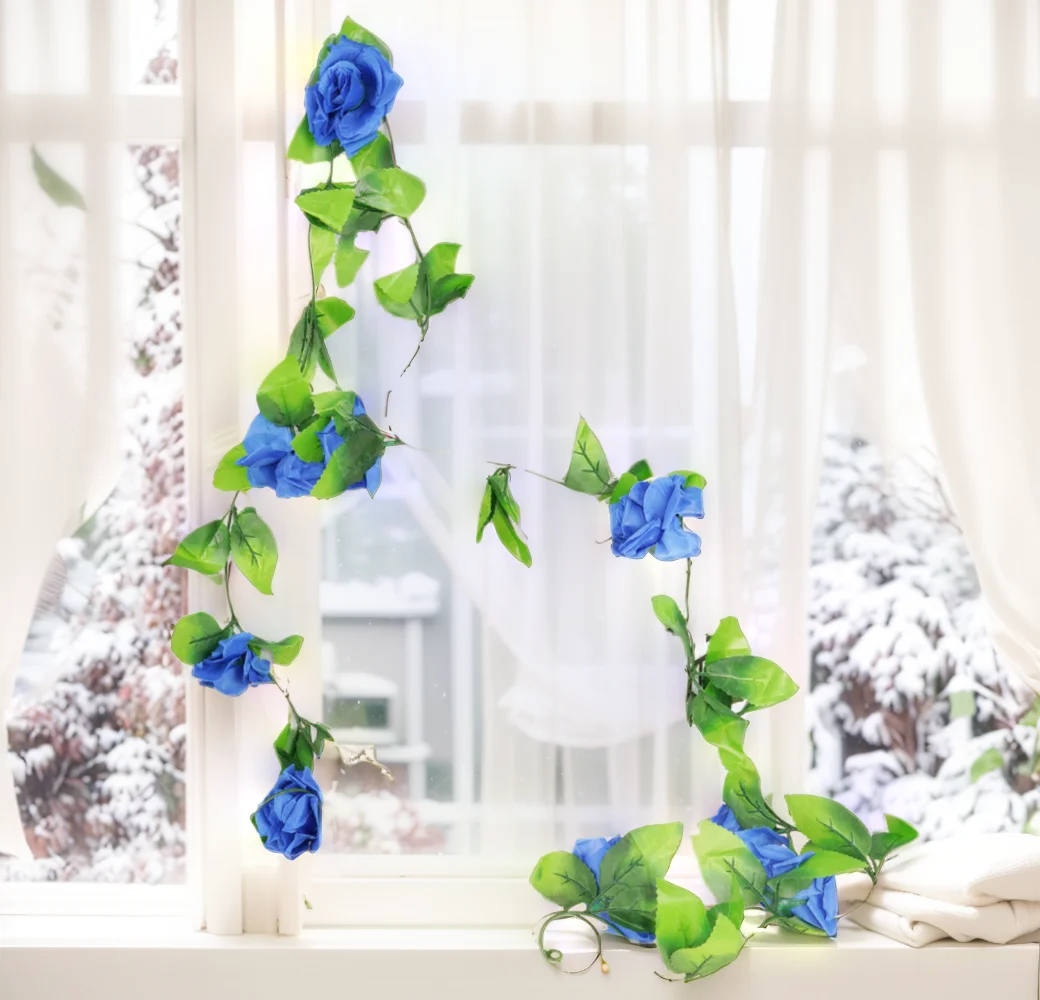 245cm Artificial Flowers Rose Ivy Vine Real Touch Silk Flower String Home Hanging Garland Party Wedding Decor