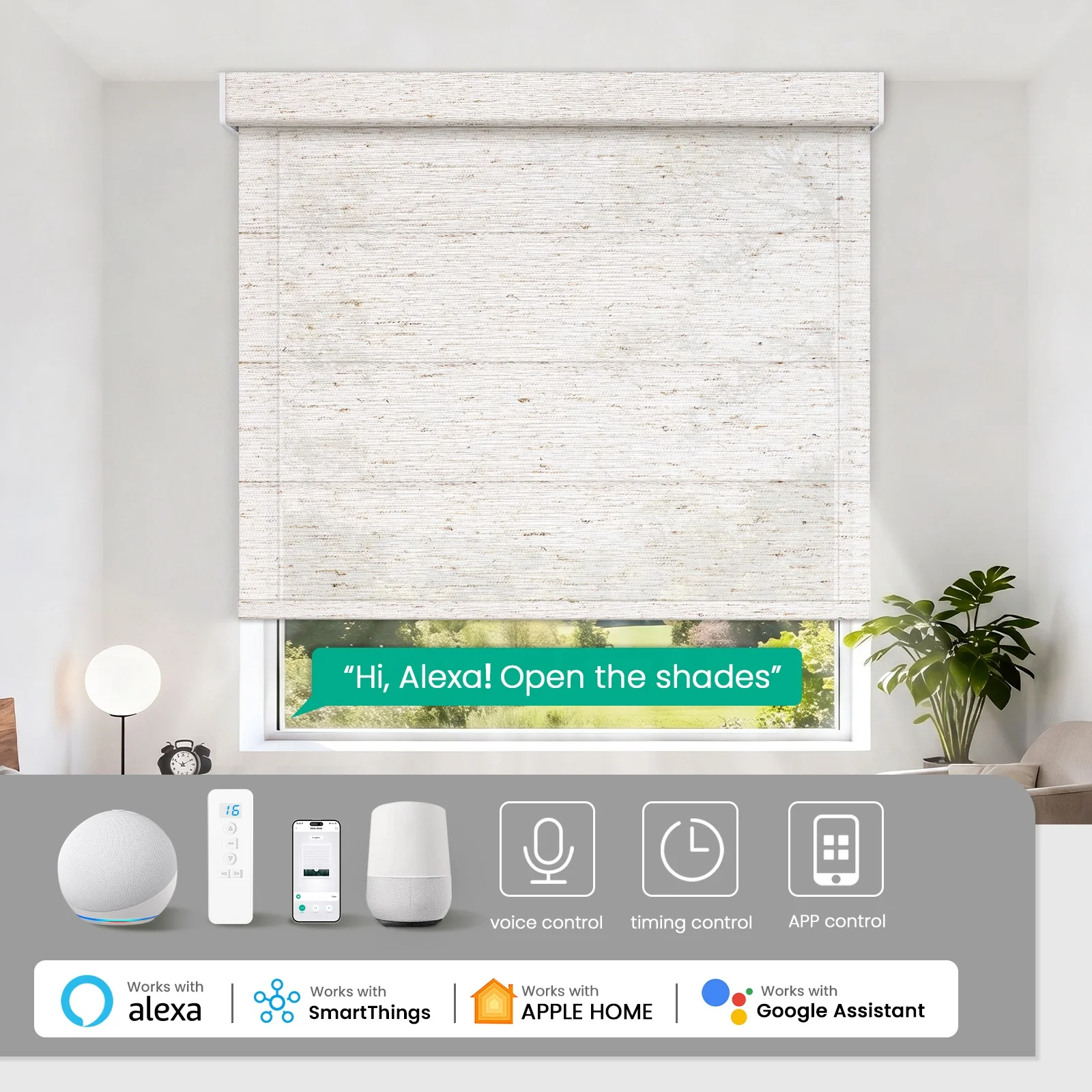 Automated WiFi Google Alexa Smart Home Decor Motorized Blackout Remote Control Electric Roller Roman Shades Blinds For Window