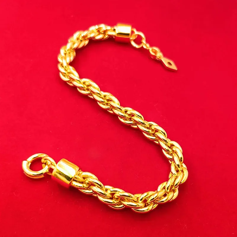 The same type of gold store 9999 24K real gold men's gold bracelet Fried Dough Twists boss chain is domineering, luxurious and b