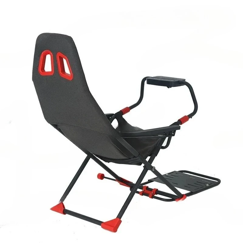Foldable Racing Simulator Cockpit Frame with Integrated Seat, Adjustable Mount for Steering Wheel, Pedals, and Gear Shifter, Hom