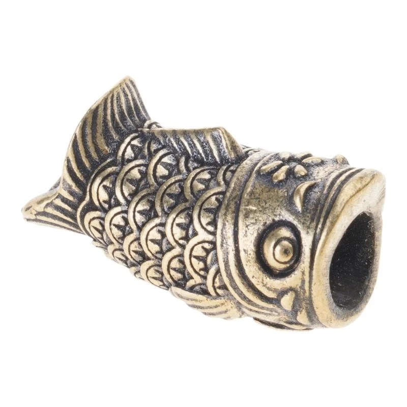 

652F Brasses Fishes Paracord Pendants Compacts Paracord Beads Outdoor Equipment for Knifed Lanyard and Outdoor Gears