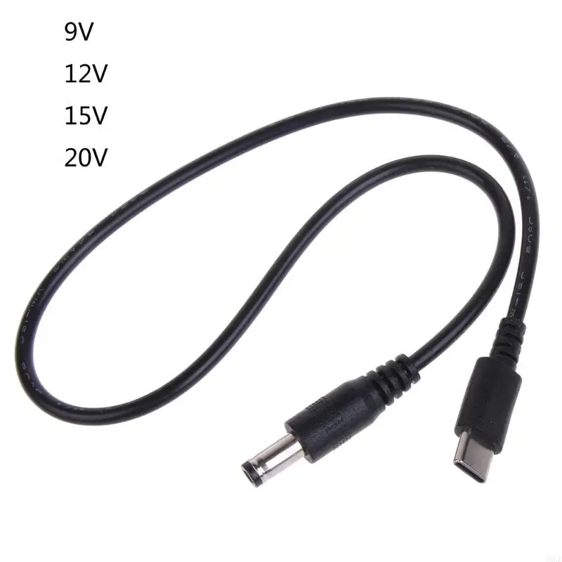 A9LF UsbC TypeC PD-9V 12V 15V 20V Decoy Power Cord to DC5.5x2.1mm Fast-Charging Cable