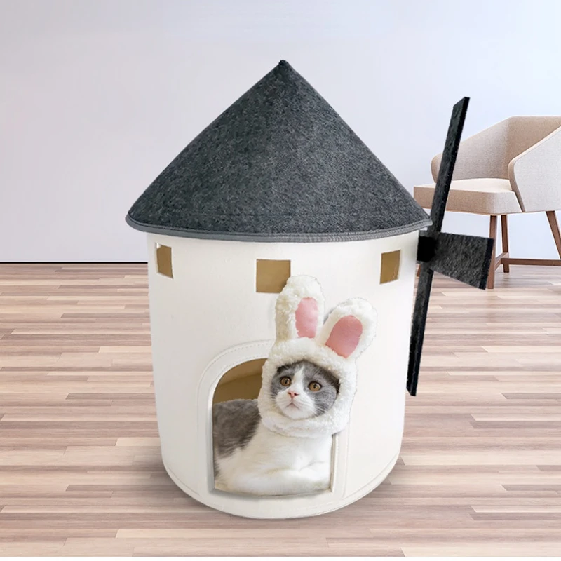 

Cat Bed Pet House Breathable Tower Shape Enclosed House Warm Winter Soft Pet Sleeping Bed For Kitten Basket Cat Accessories