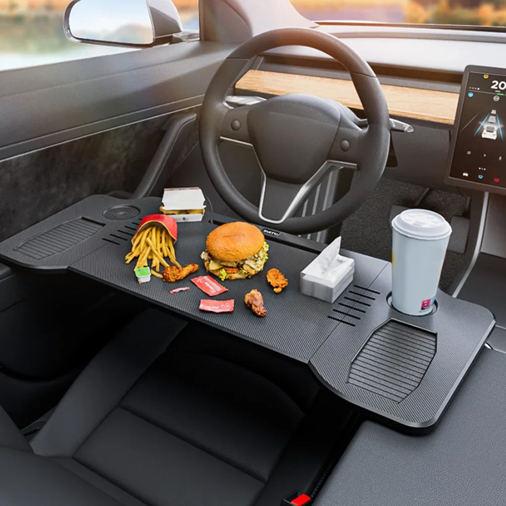 

Car Tray Table Food Tray Desk Folding Laptop Desk For Tesla Model 3 Y Steering Wheel Tray Eating Table for Travel Remote