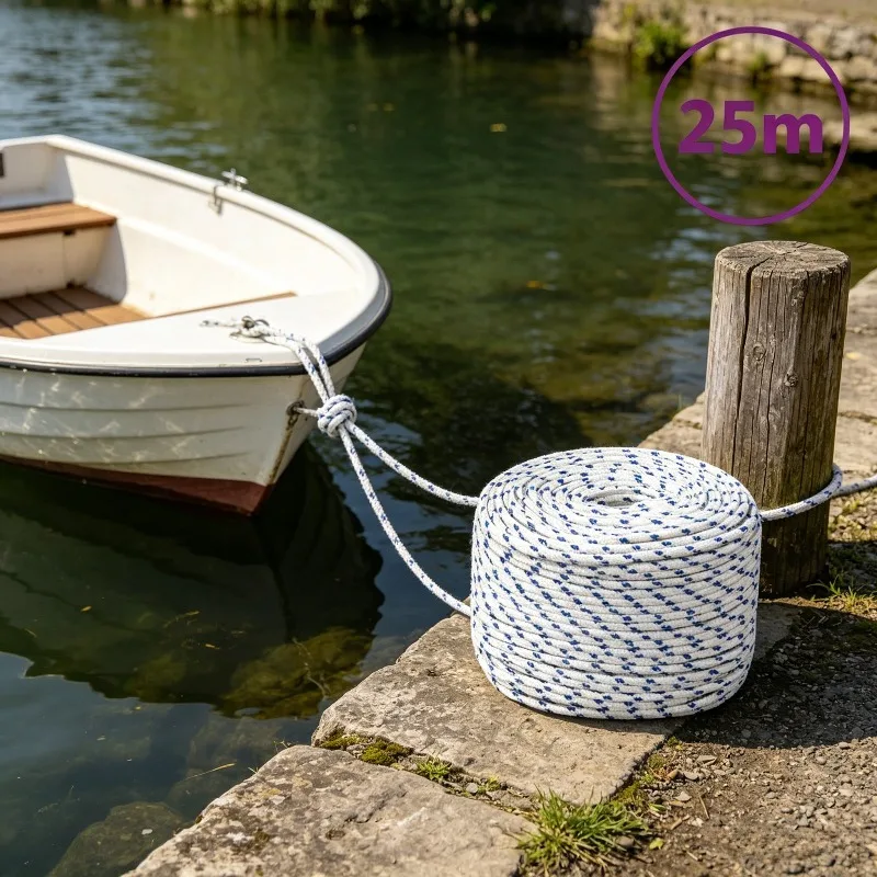 Bootsleine Weiß 6 mm 25 m Polypropylen, geeignet für die Schiffsaufstiegshilfe