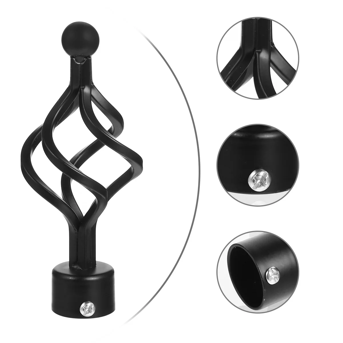 

2pcs Spiral Iron Craft Decorative Curtain Rod Finials For Window Drapery Rods End Caps Home Decoration Fitting