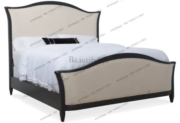 Zj. American old black solid wood bed simple light luxury double bed