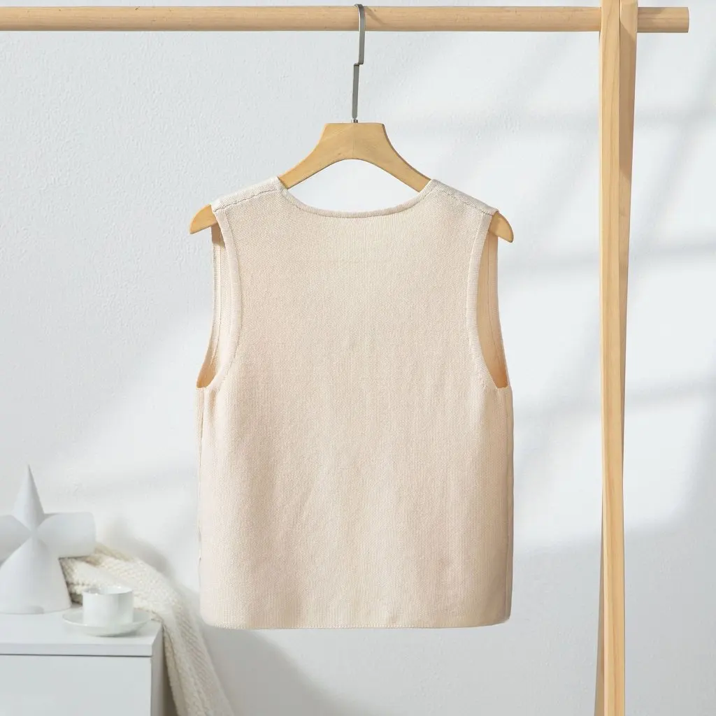 

Summer New Women's Knitted Sleeveless Vest Trade Leisure Lace-up Bow Design European And American Style