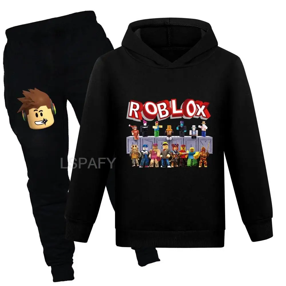 Set di abbigliamento per neonati ROBLOX Cartoon felpe con cappuccio felpa + pantaloni Set 2 pezzi tute abbigliamento Costume per bambini 2-15Y