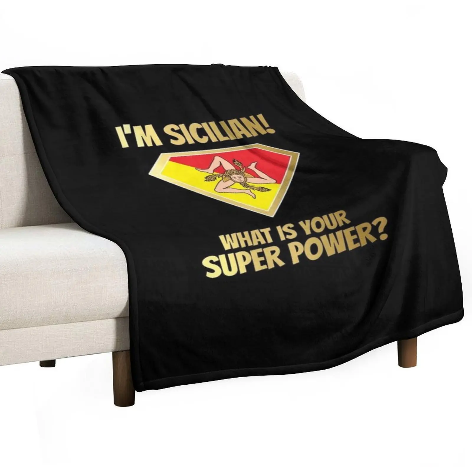 I'm SICILIAN what's your superpower? Golden Throw Blanket Cute Plaid Summer Beddings Retros Beach Blankets