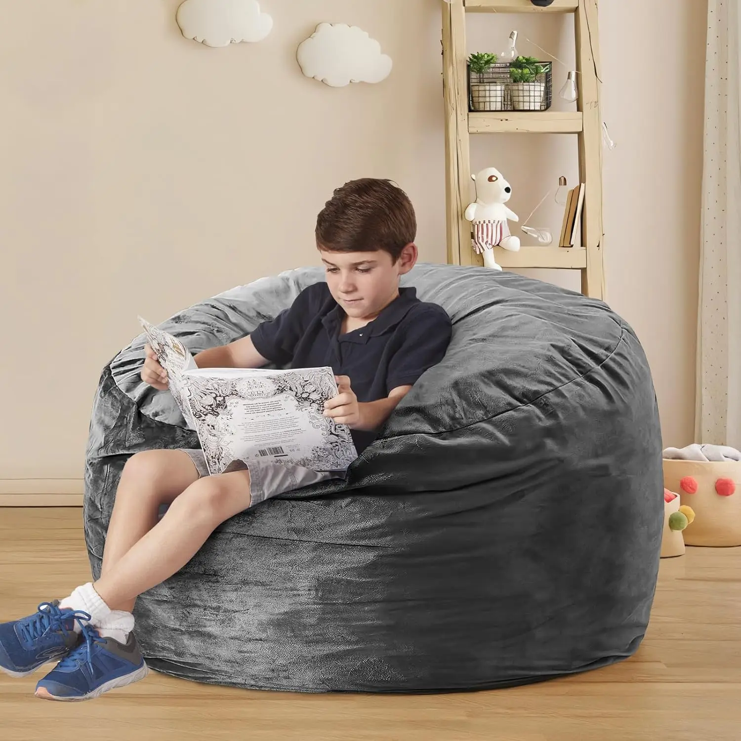 Sedie per adulti-mobili in Memory Foam sedia a sacco-divano per bambini/adolescenti con morbida copertura in microfibra-divano rotondo soffice per L