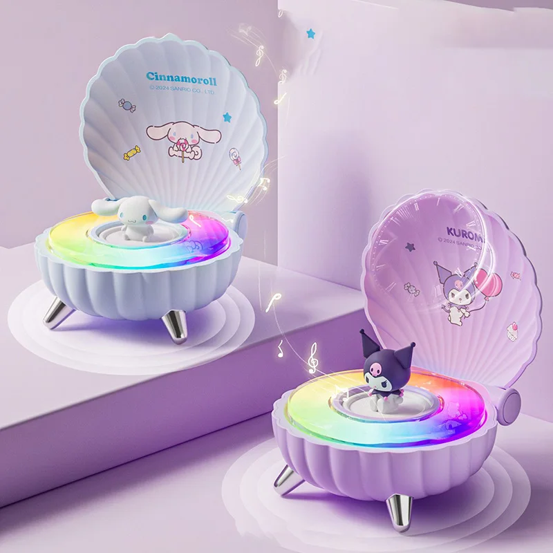 Miniso Kuromi Cinnamoroll My Melody Bluetooth Audio Kawaii Cartoon Sea Shell Atmosphere Nightlight Cute Decor Birthday Gift Girl