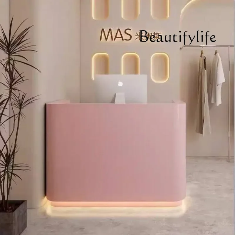 S Design Front Desk Reception Counter Small Modern U Shape White Reception Desks Beauty Salon Mostrador De Tienda Furniture