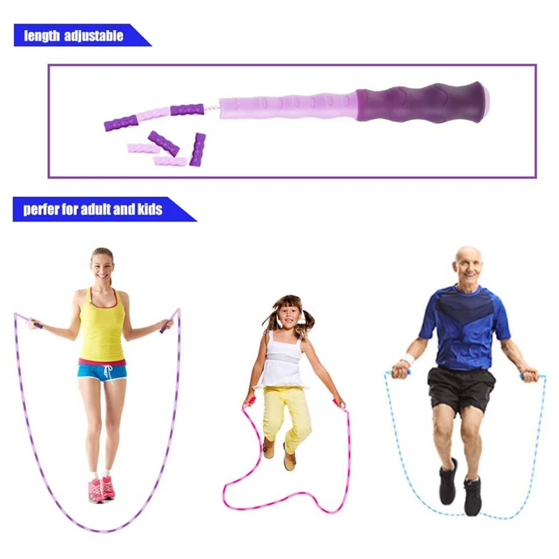 Jump Rope For Kids Adults-Adjustable Soft Beaded Skipping Rope Fitness,Keeping Fit,Training,Workout,Weight Loss,2 Pack