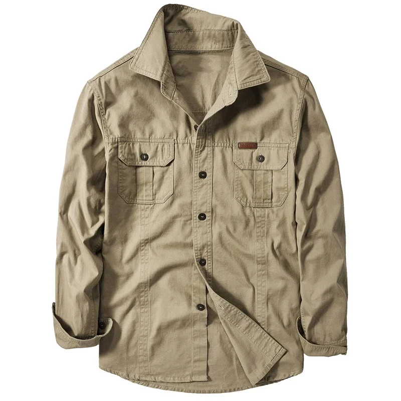 Marka bawełniana koszula wojskowa mężczyźni wiosna Casual Cargo koszule męskie koszule z długim rękawem Camiseta Masculina Plus rozmiar 5XL 6XL