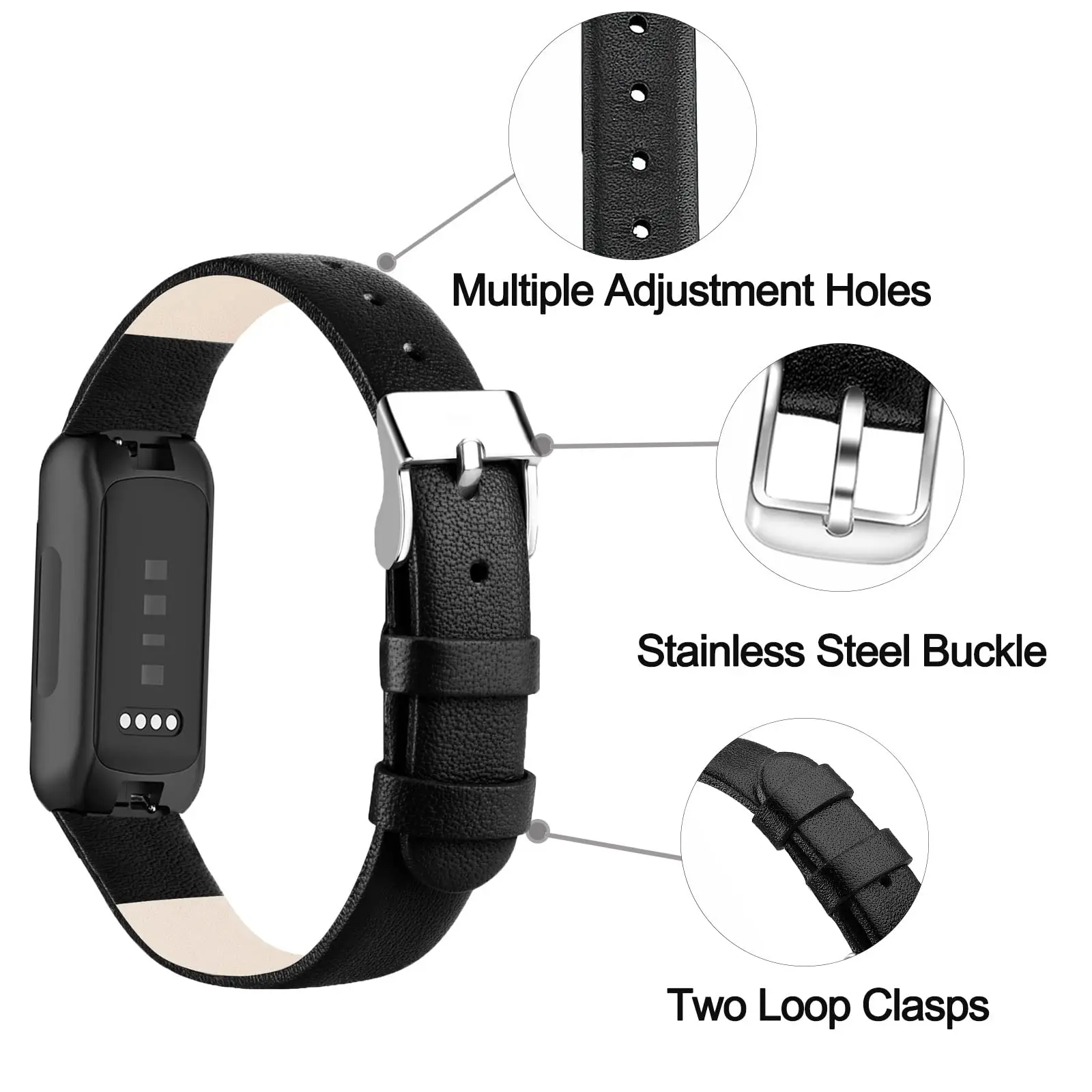 Leather Strap for inspire 3 2 HR Ace2 Ace3 Soft Adjustable Wristband Replacement Bracelet for inspire 3/inspire2/inspire HR