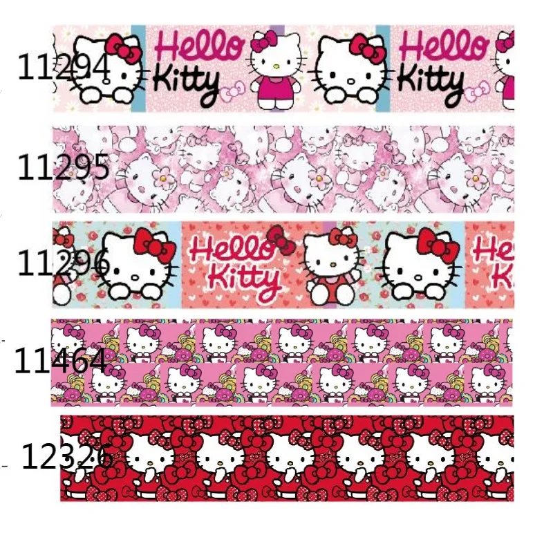 (50yards) Sanrio Hello Kitty Ribbons Grosgrain Ribbon for Hairbows Sewing Accessories Craft Materials Gifts