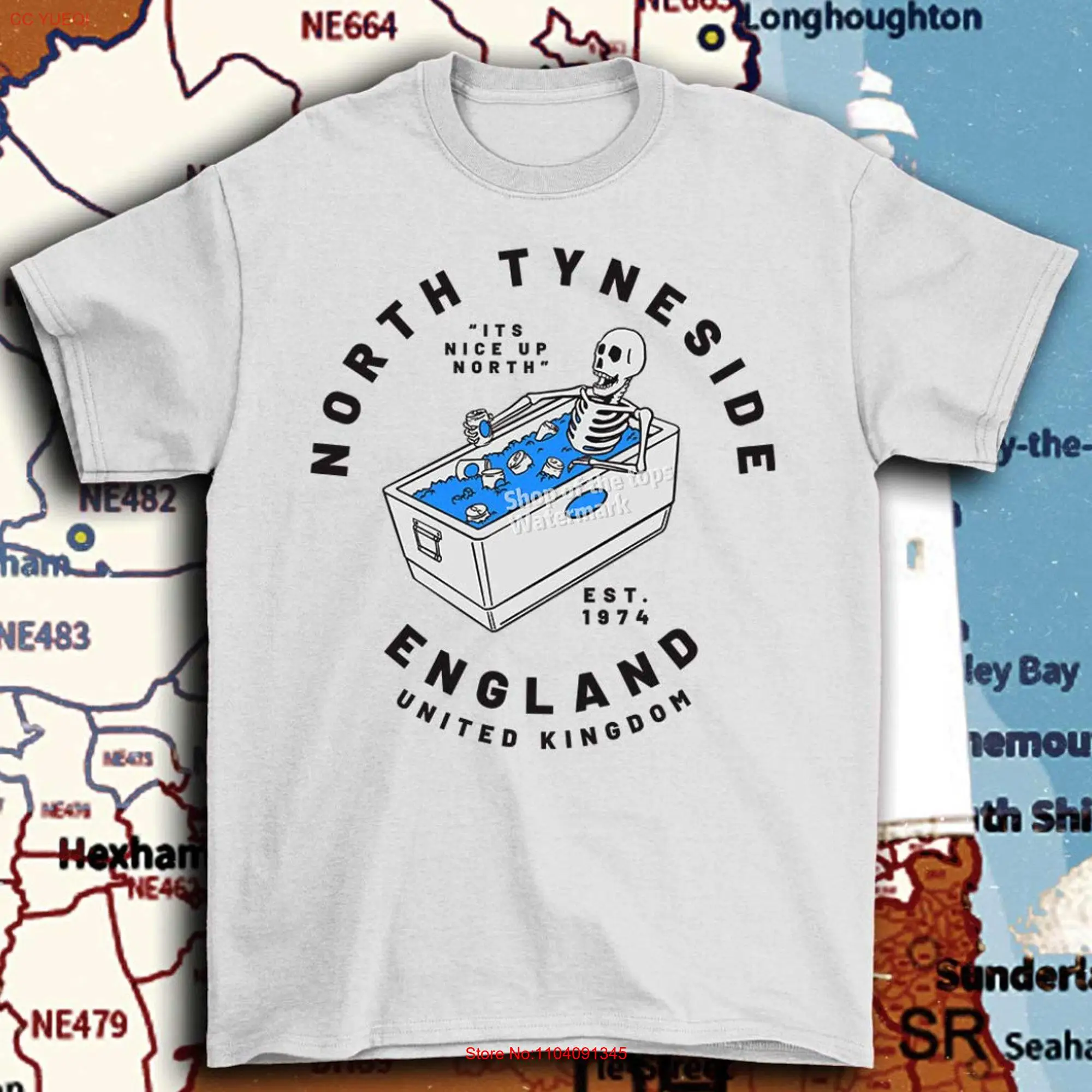 North tyneside t shirt Newcastle upon tyne gift east st mary light house tynemouth UK long or short sleeves