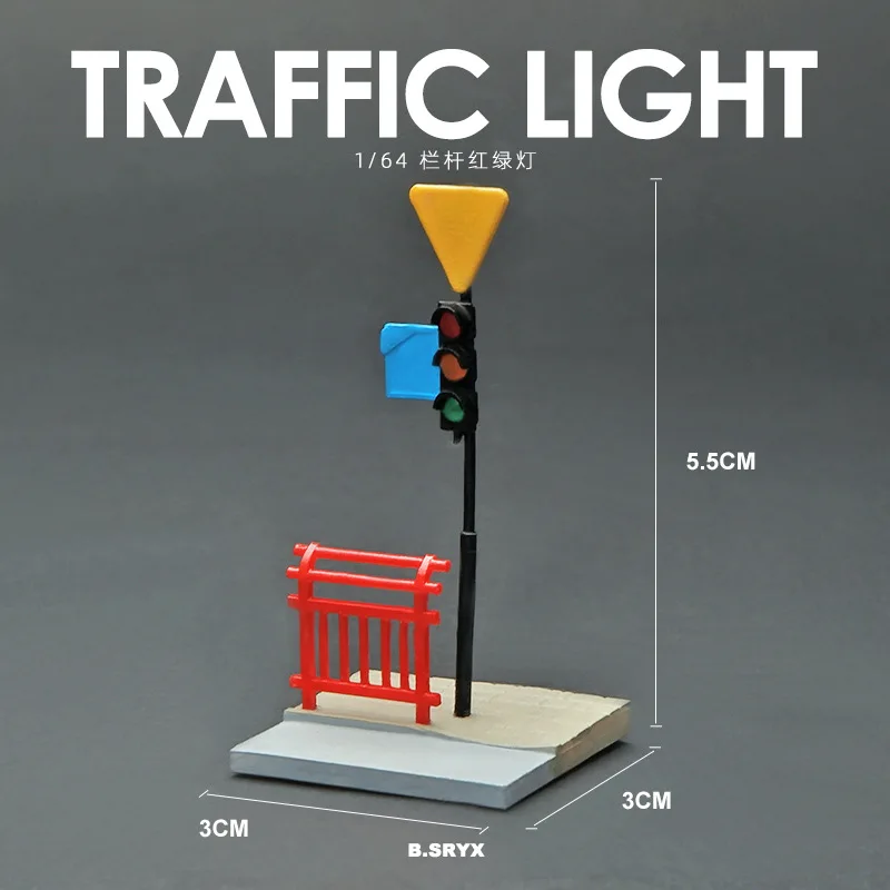 1:64 scale simulated traffic light barrier miniature model, micro figurine street scene decorative piece, sandbox prop