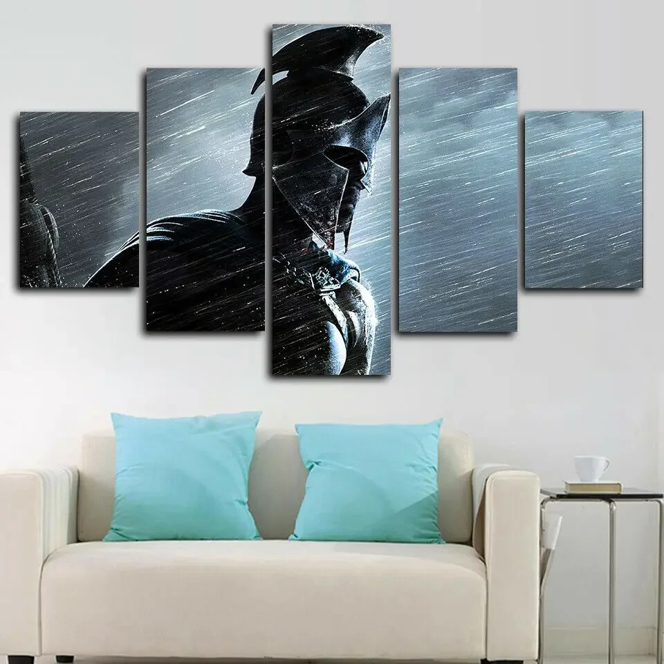 Spartan Warrior Sparta 300 5 Panel Canvas Picture Print Wall Art Canvas Painting Wall Decor for Living Room Poster No Framed