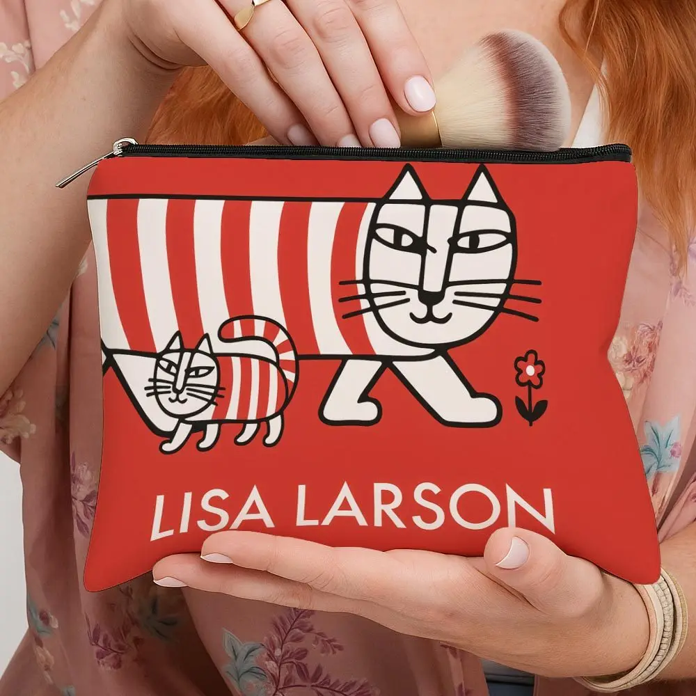 Contemporary Easy Toiletry Bags With Adorable Cat Design In Red And White - Makeup Bags For Women Spacious Men'S Bags For T