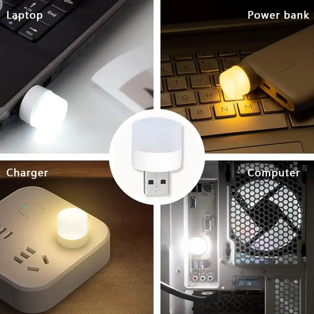 1/10Pcs Mini USB Night Light Warm White Eye Protection Book Reading Light USB Plug Computer Mobile Power Charging LED Night Lamp