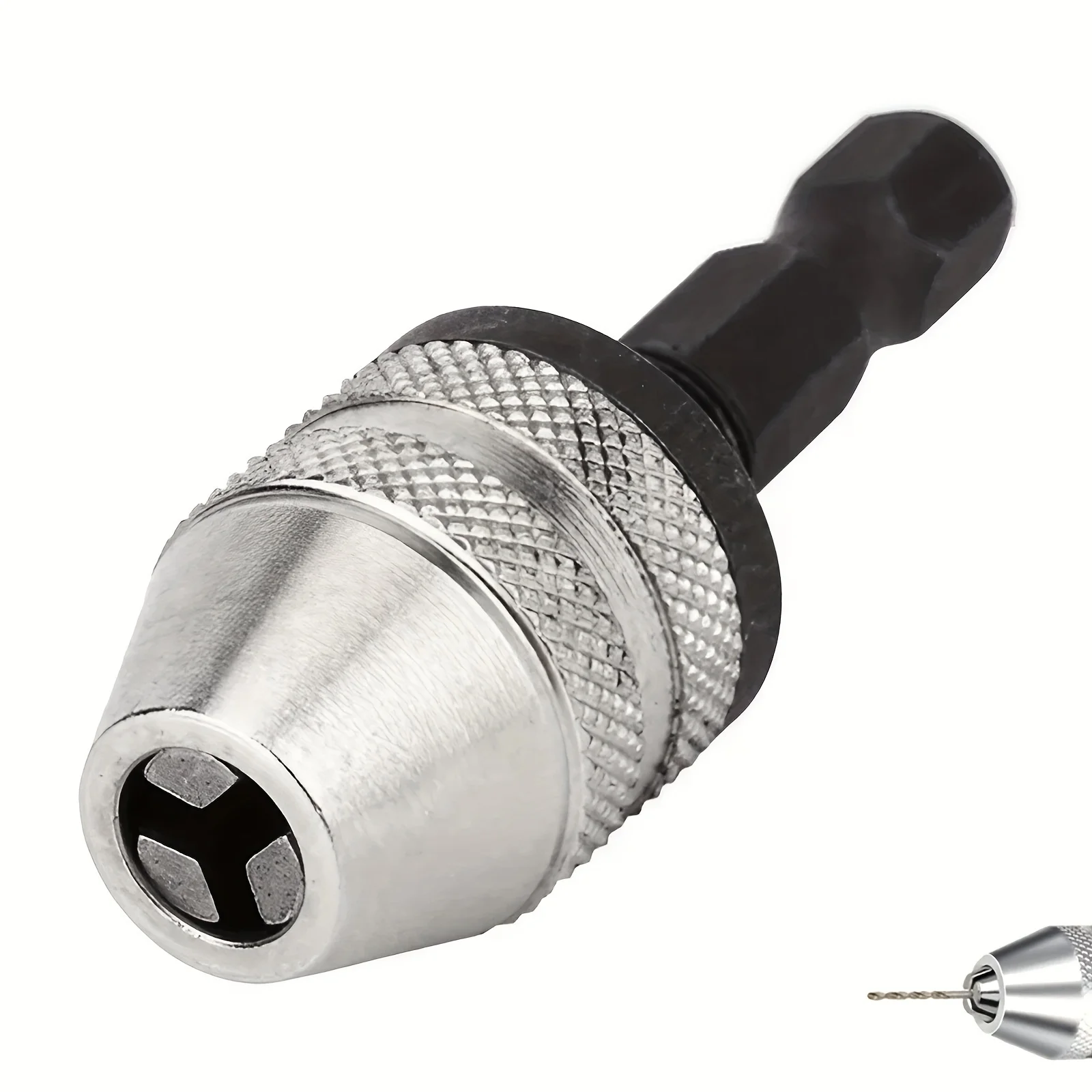1pc Mini Keyless Drill Chuck, Self-Tightening, Electric Drill Bits, Collet Fixture Tools, Hex Shank, Quick Change Converter